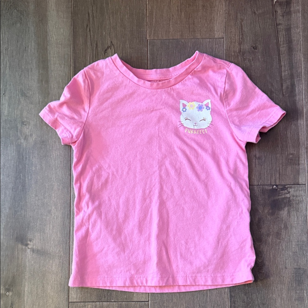 Adorable Pink Cat Graphic Tee for girls